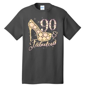 Fabulous & 90 Sparkly Heel 90th Birthday Tall T-Shirt