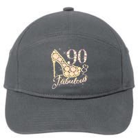 Fabulous & 90 Sparkly Heel 90th Birthday 7-Panel Snapback Hat