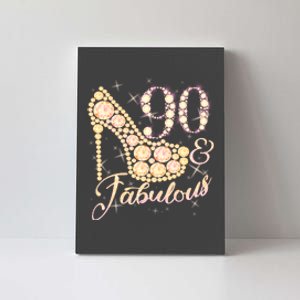 Fabulous & 90 Sparkly Heel 90th Birthday Canvas