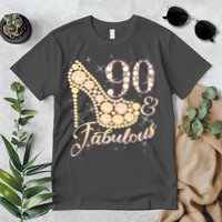 Fabulous & 90 Sparkly Heel 90th Birthday Premium T-Shirt