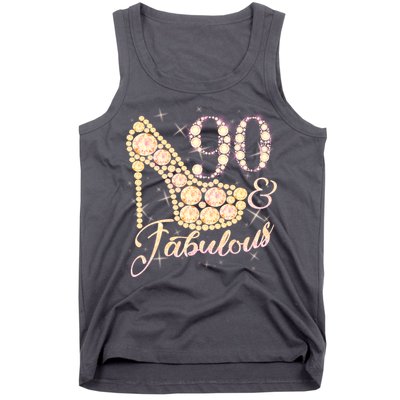 Fabulous & 90 Sparkly Heel 90th Birthday Tank Top