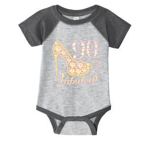 Fabulous & 90 Sparkly Heel 90th Birthday Infant Baby Jersey Bodysuit