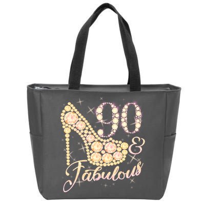 Fabulous & 90 Sparkly Heel 90th Birthday Zip Tote Bag