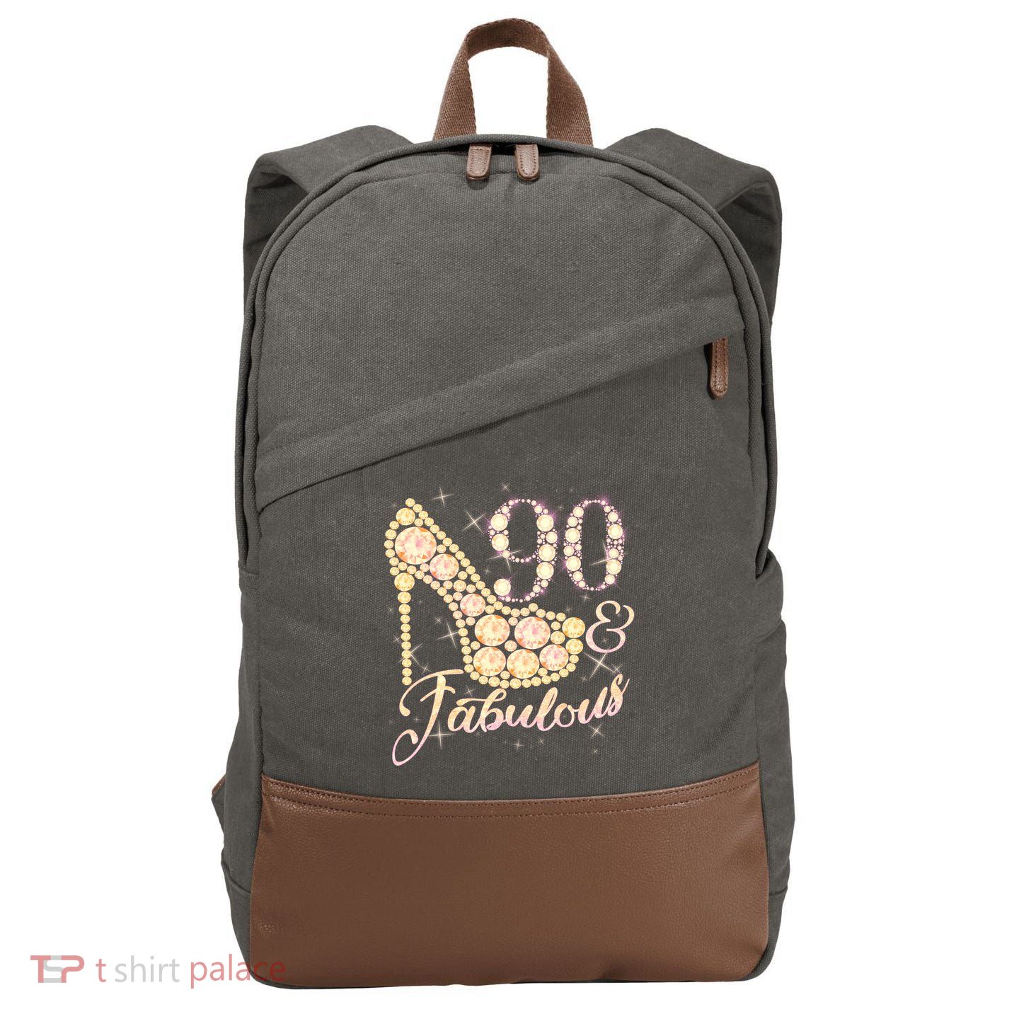 Fabulous & 90 Sparkly Heel 90th Birthday Cotton Canvas Backpack