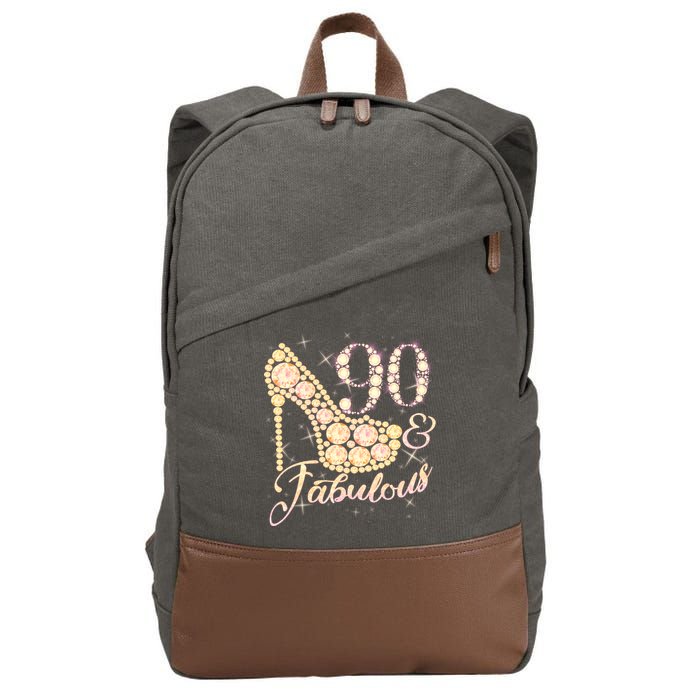 Fabulous & 90 Sparkly Heel 90th Birthday Cotton Canvas Backpack