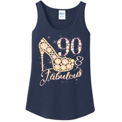 Fabulous & 90 Sparkly Heel 90th Birthday Ladies Essential Tank