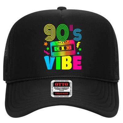 Funny 90s Vibe Retro 1990s 90s Styles Costume Party Outfit High Crown Mesh Back Trucker Hat