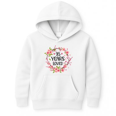 Floral 95 Years Old 95th Birthday 95 Years Loved Kids Hoodie