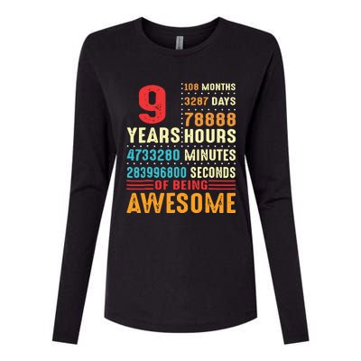 Funny 9 Years Old 9th Birthday Vintage Retro 108 Months 1 1 Womens Cotton Relaxed Long Sleeve T-Shirt