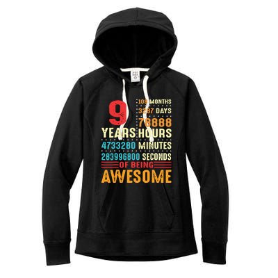 Funny 9 Years Old 9th Birthday Vintage Retro 108 Months 1 1 Women's Fleece Hoodie