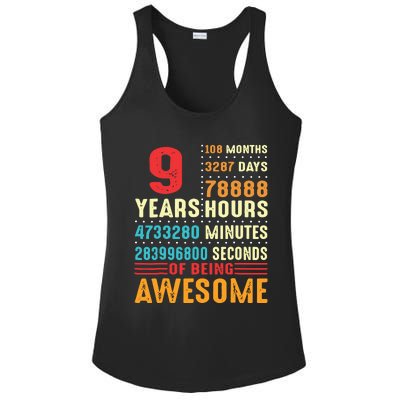 Funny 9 Years Old 9th Birthday Vintage Retro 108 Months 1 1 Ladies PosiCharge Competitor Racerback Tank