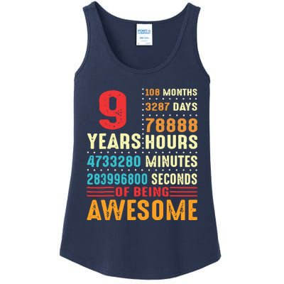 Funny 9 Years Old 9th Birthday Vintage Retro 108 Months 1 1 Ladies Essential Tank