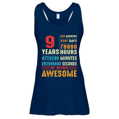 Funny 9 Years Old 9th Birthday Vintage Retro 108 Months 1 1 Ladies Essential Flowy Tank