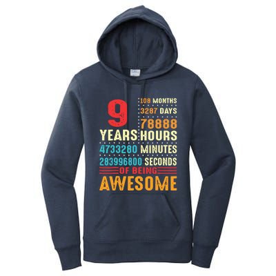 Funny 9 Years Old 9th Birthday Vintage Retro 108 Months 1 1 Women's Pullover Hoodie