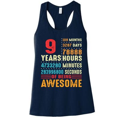 Funny 9 Years Old 9th Birthday Vintage Retro 108 Months 1 1 Women's Racerback Tank