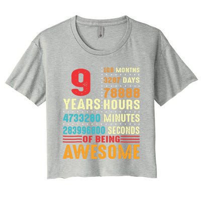 Funny 9 Years Old 9th Birthday Vintage Retro 108 Months 1 1 Women's Crop Top Tee