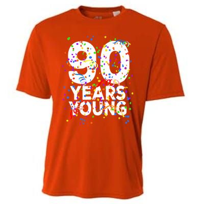 Funny 90 Years Young Happy 90th Birthday Cute Gift Great Gift Cooling Performance Crew T-Shirt