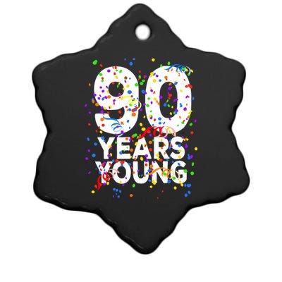 Funny 90 Years Young Happy 90th Birthday Cute Gift Great Gift Ceramic Star Ornament