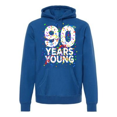 Funny 90 Years Young Happy 90th Birthday Cute Gift Great Gift Premium Hoodie