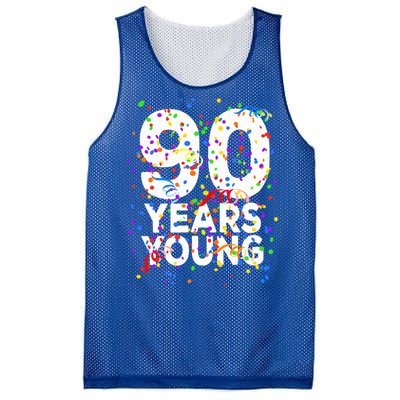 Funny 90 Years Young Happy 90th Birthday Cute Gift Great Gift Mesh Reversible Basketball Jersey Tank