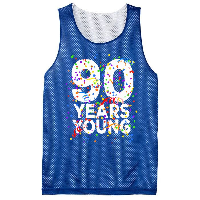 Funny 90 Years Young Happy 90th Birthday Cute Gift Great Gift Mesh Reversible Basketball Jersey Tank