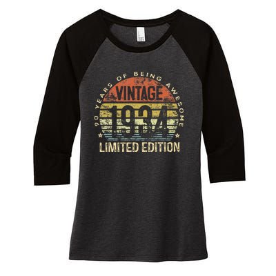 Funny 90 Year Old Gifts Vintage 1934 Limited Edition 90th Birthday Women's Tri-Blend 3/4-Sleeve Raglan Shirt