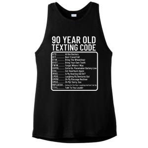 Funny 90 Year Old Texting Code Birthday Ladies PosiCharge Tri-Blend Wicking Tank