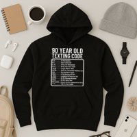 Funny 90 Year Old Texting Code Birthday Hoodie