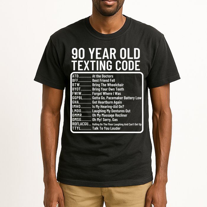 Funny 90 Year Old Texting Code Birthday Tall T-Shirt