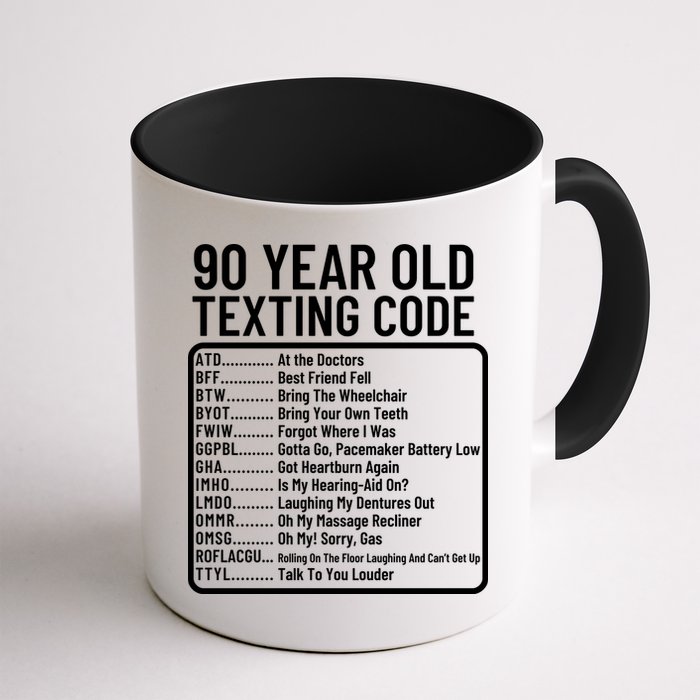 Funny 90 Year Old Texting Code Birthday Mug