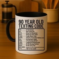 Funny 90 Year Old Texting Code Birthday Mug