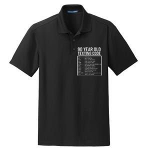 Funny 90 Year Old Texting Code Birthday Dry Zone Grid Polo