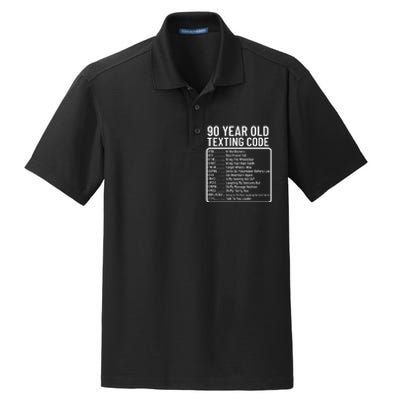 Funny 90 Year Old Texting Code Birthday Dry Zone Grid Polo