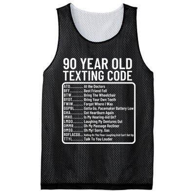 Funny 90 Year Old Texting Code Birthday Mesh Reversible Basketball Jersey Tank