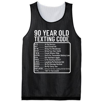 Funny 90 Year Old Texting Code Birthday Mesh Reversible Basketball Jersey Tank