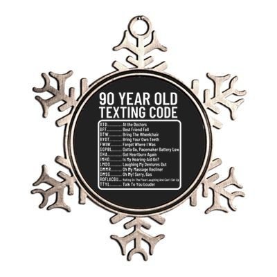 Funny 90 Year Old Texting Code Birthday Metallic Star Ornament