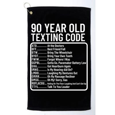 Funny 90 Year Old Texting Code Birthday Golf Towel