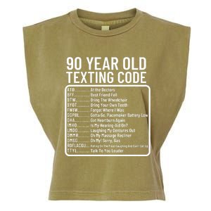 Funny 90 Year Old Texting Code Birthday Garment-Dyed Women's Muscle Tee