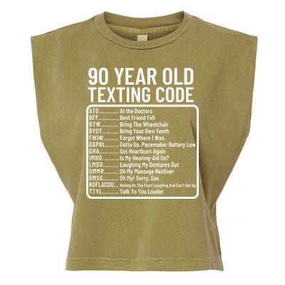 Funny 90 Year Old Texting Code Birthday Garment-Dyed Women's Muscle Tee