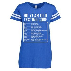 Funny 90 Year Old Texting Code Birthday Enza Ladies Jersey Football T-Shirt