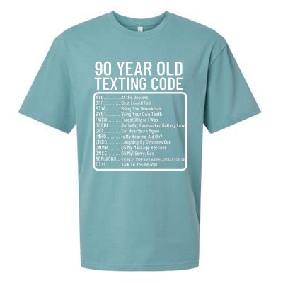 Funny 90 Year Old Texting Code Birthday Sueded Cloud Jersey T-Shirt