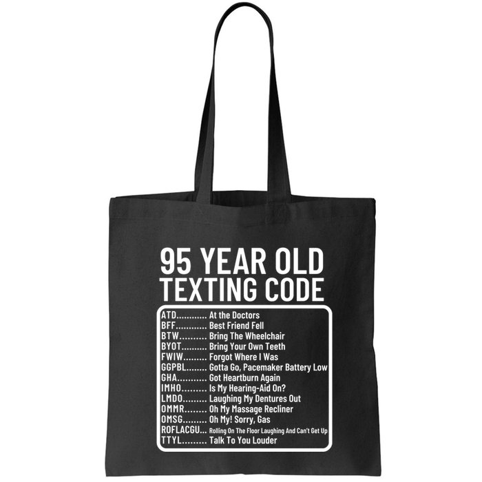 Funny 95 Year Old Texting Code Birthday Bag