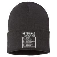 Funny 95 Year Old Texting Code Birthday Sustainable Knit Beanie