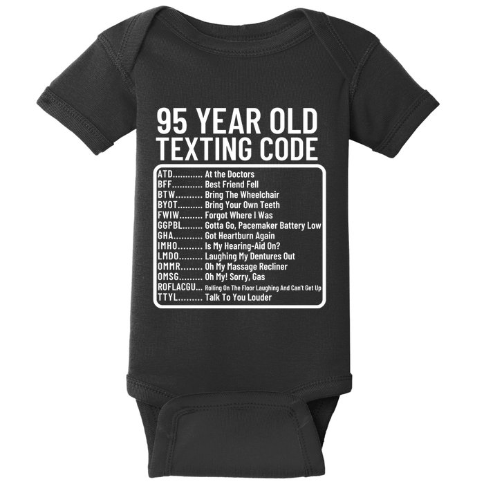 Funny 95 Year Old Texting Code Birthday Baby Bodysuit