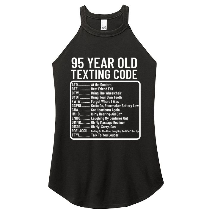 Funny 95 Year Old Texting Code Birthday Women's Perfect Tri Rocker Tank