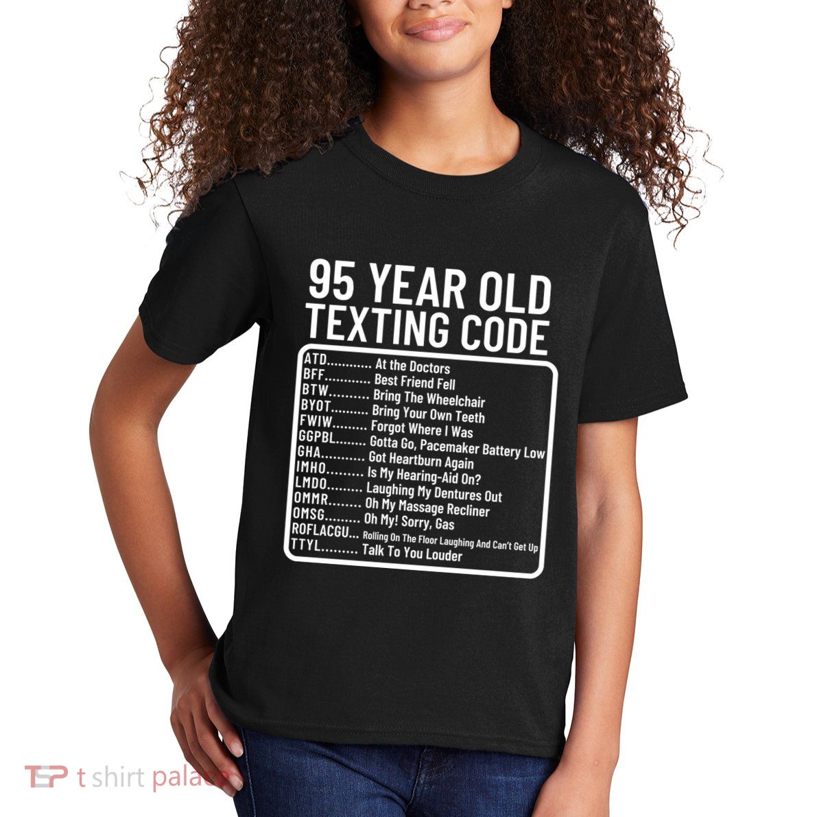 Funny 95 Year Old Texting Code Birthday Kids T-Shirt