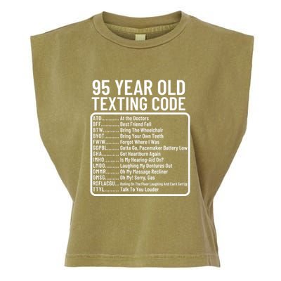 Funny 95 Year Old Texting Code Birthday Garment-Dyed Women's Muscle Tee