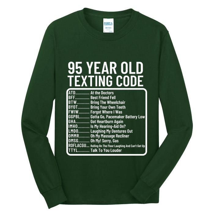 Funny 95 Year Old Texting Code Birthday Tall Long Sleeve T-Shirt