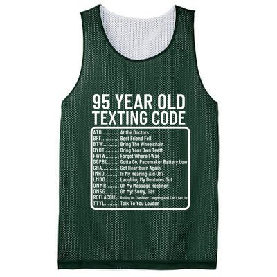 Funny 95 Year Old Texting Code Birthday Mesh Reversible Basketball Jersey Tank