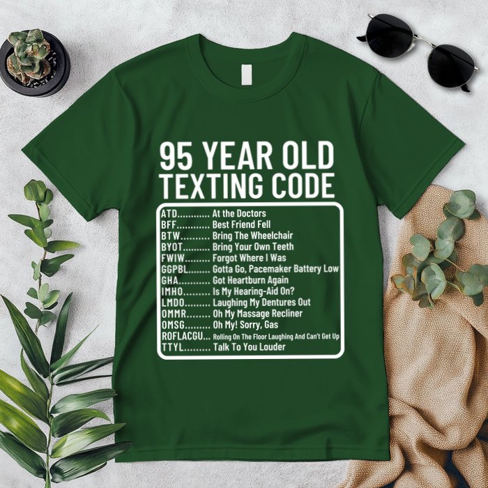 Funny 95 Year Old Texting Code Birthday Premium T-Shirt